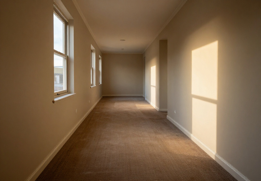Dry, clean carpet and walls in the same Newtown apartment after restoration