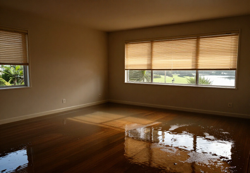 Flooded commercial space in Newtown before cleanup