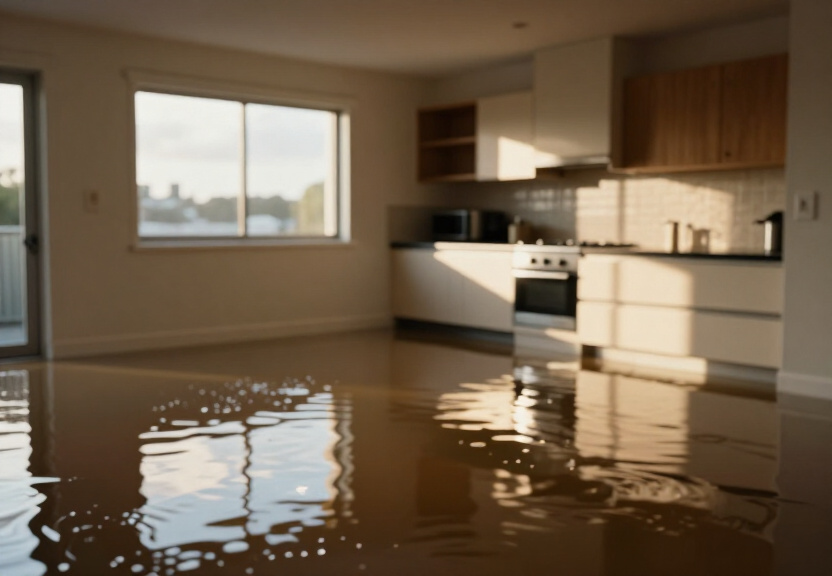 Flooded basement in Newtown before restoration